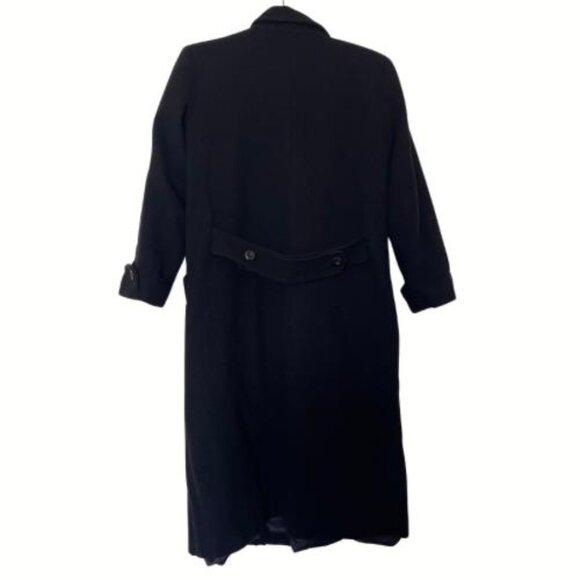 DONNYBROOK Black Vintage 100% Wool Coat Double Breasted full Length S 2P - Picture 3 of 14